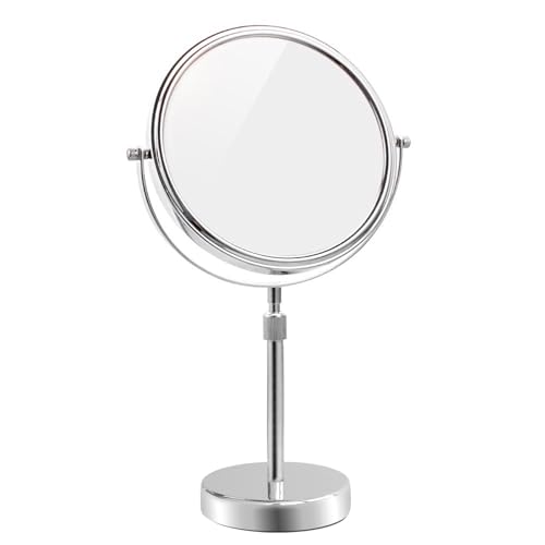 Nicesail Kosmetikspiegel Höhenverstellbar mit 7X Vergrößerung Schminkspiegel Stehend Tischspiegel Chrom Doppelseitiger Spiegel,Durchmesser 20cm von Nicesail