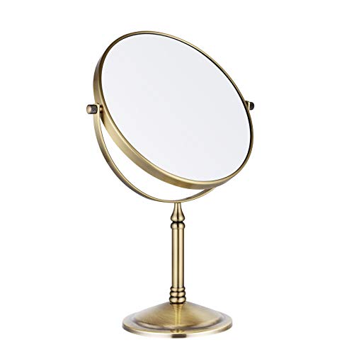 Nicesail Schminkspiegel Stehend Vergrößerungsspiegel 5 Fach Goldener Tischspiegel Messing 360° Schwenkbar Doppelseitiger Spiege,Durchmesser 20cm Nicesail Schminkspiegel Stehend Vergrößerungsspiegel 5 Fach Goldener Tischspiegel Messing 360° Schwenkbar Doppelseitiger Spiege,Durchmesser 20cm von Nicesail