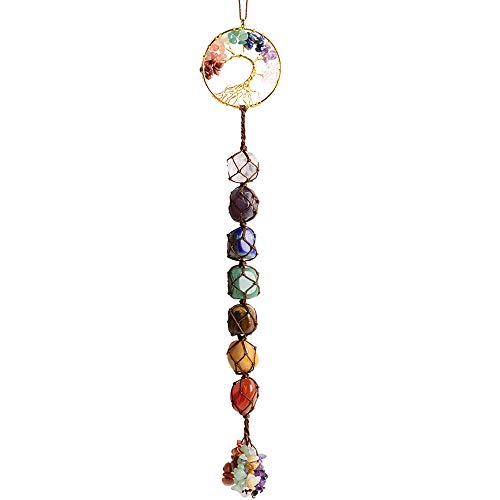 Baum des Lebens Chakra-Steine heilende Kristalle Feng Shui Hängende Ornament 7 Chakra Wandornament Meditation Hängende Ornament Fenster Ornament für Home Decor Party Decor Baum des Lebens Chakra-Steine heilende Kristalle Feng Shui Hängende Ornament 7 Chakra Wandornament Meditation Hängende Ornament Fenster Ornament für Home Decor Party Decor von Nicestone