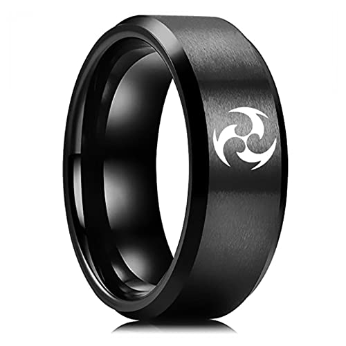 Nicey Anime Genshin Schlagringe Auge Gottes Wasser Wind Donner Feuer Felsen EIS Element Ring Cosplay Schmuck Zubehör Für Männer Schwarz von Nicey