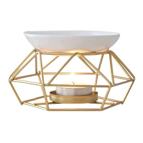 Nicfaky Keramik Duftlampe Ätherisches Öl Metallbrenner für ätherische Öle Wachsschmelzbrenner mit runder Keramikschale von Nicfaky