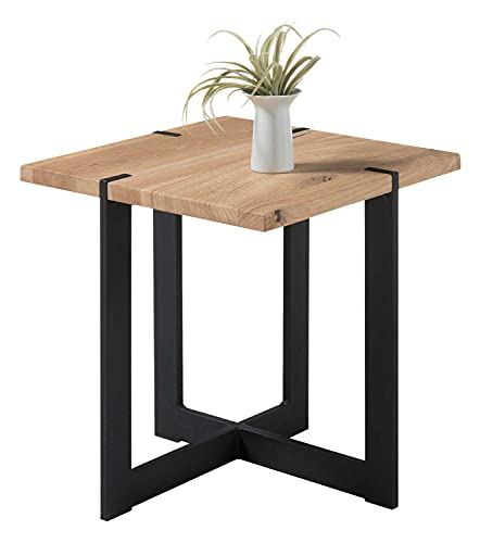 Beistelltisch Wohnzimmertisch | Eichenholz massiv | Metall | BxHxT: 45x50x45 cm von Nicht Zutreffend