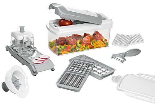 Genius Multischneider-Set Allesschneider | Weiß-Grau | 14-teilig | 2,5 l Fassungsvermögen von Nicht Zutreffend
