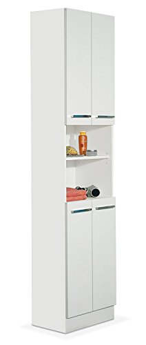 Hochschrank Badezimmerschrank Badregal | Weiß glänzend | Griffe in Chromoptik Hochschrank Badezimmerschrank Badregal | Weiß glänzend | Griffe in Chromoptik von Nicht Zutreffend