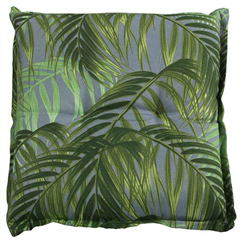 Hockerauflage Sitzpolster Gartenhockerauflage | 50 x 50 cm | Grün | Palmenmotiv | Baumwolle | Polyester von Nicht Zutreffend