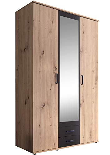 Kleiderschrank Schlafzimmerschrank Drehtürenschrank | 3-türig | Dekor | Anthrazit | Artisan Eiche | mit Spiegel Kleiderschrank Schlafzimmerschrank Drehtürenschrank | 3-türig | Dekor | Anthrazit | Artisan Eiche | mit Spiegel von Nicht Zutreffend
