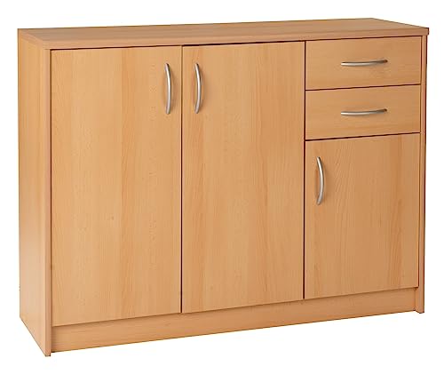 Kommode Sideboard Mehrzweckschrank | Dekor | Buche | 3 Türen | 2 Schubladen von Nicht Zutreffend