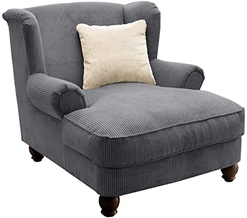 Loveseat Polstersessel Wohnzimmersessel | Breitcord | Grau | mit Kissen von nicht zutreffend