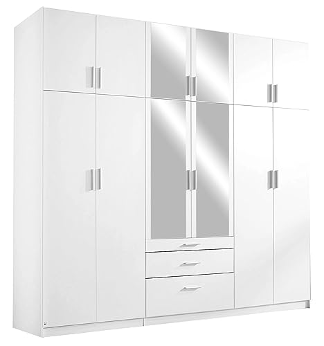 nicht zutreffend Kleiderschrank mit Spiegeltüren - 12-türig - 3 Schubladen - 271 x 229 cm - Weiß - Drehtürenschrank Schlafzimmerschrank von Nicht Zutreffend