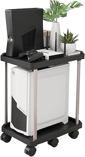Niciksty Computer Tower Ständer 2 Schicht, PC Ständer Computer Ständer mit Rollen, Mobiler PC-Gehäuseständer, ATX-Gehäuse CPU Halter PC Ständer, Schwarz von Niciksty