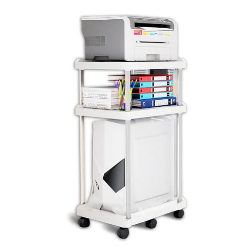 Niciksty Computer Tower Ständer 3 Schicht, PC Ständer Computer Ständer mit Rollen, Mobiler PC-Gehäuseständer, ATX-Gehäuse CPU Halter PC Ständer, Weiß von Niciksty