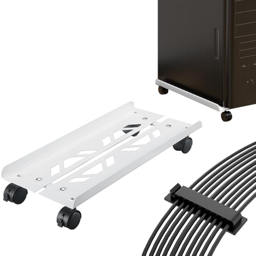 Niciksty Mobiler CPU Ständer Für PC mit Selbstklebende Kabelführungsclips, Verstellbarer Computer-Tower-Ständer mit 4 Rollen, CPU-Wagen Unter Schreibtisch - Weiß Niciksty Mobiler CPU Ständer Für PC mit Selbstklebende Kabelführungsclips, Verstellbarer Computer-Tower-Ständer mit 4 Rollen, CPU-Wagen Unter Schreibtisch - Weiß von Niciksty