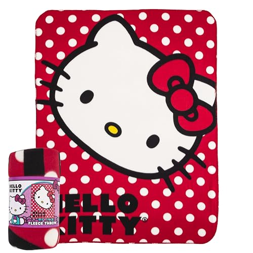 NORTHWEST Nickelodeon Sanrio Hello Kitty Fleecedecke, gepunktet, 114,3 x 152,4 cm, Mehrfarbig von Northwest