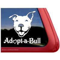 Adopt-A-Bull | Dc281Aab Smiling Pit Bull Terrier Hund Fenster Tablet Aufkleber von NickerStickers