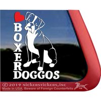 Love Boxer Doggos | Dc1251Dog Hochwertiger Klebefolie Sitzender Fensteraufkleber Aufkleber von NickerStickers