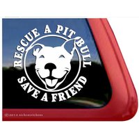 Rettungse Einen Pit Bull Save A Friend | Dc281Res Smiling Terrier Fenster Tablet Aufkleber von NickerStickers