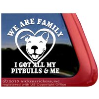 We Are Family I Got All My Pitbulls & Me | Dc281Fam Smiling Pit Bull Terrier Fenster Tablet Aufkleber von NickerStickers