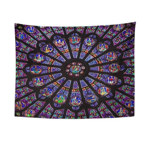 Nicknocks Notre Dame Cathedral Paris Home Tapestry Rose Window Wall Hanging for Living Room von Nicknocks