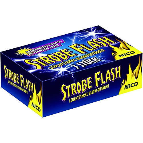 Nico Strobe Flash (1 Pack a. 3 stück) Blinkfontäne Party Feuerwerk Kat F1 ganz Jahres Jugendfeuerwerk. Ab 12 Jahre geeignet von nico