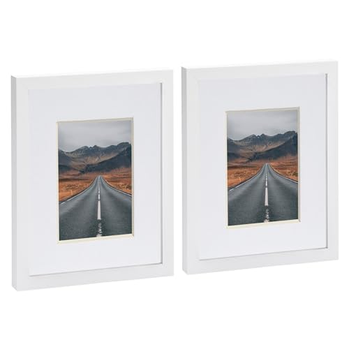 Nicola Spring 2X Weiß 8" x 10" Bilderrahmen mit Weiß 4" x 6" Montage - Glas Öffnung Heim Bild Wand Hängend Landschaft Porträt Anzeige von Nicola Spring