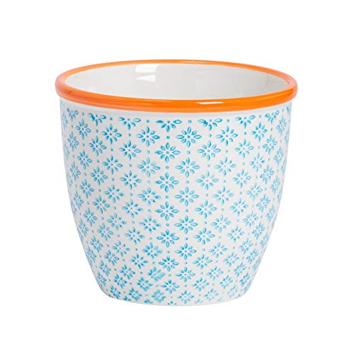 Nicola Spring Handgedruckter Pflanzentopf - 14cm - Blau Nicola Spring Handgedruckter Pflanzentopf - 14cm - Blau von Nicola Spring
