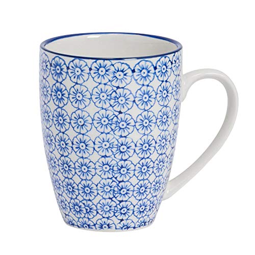Kaffeebecher/Teetasse - gemustert - 360 ml (12,7 oz.) - Blauer Blumenprint von Nicola Spring