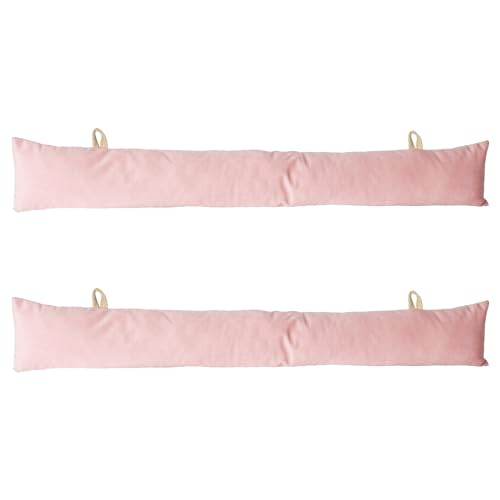 Nicola Spring 2X Rosa 60cm x 12cm Samt Zugluftstopper - Lang Haustür Entwurf Ausschluss Stopper Blocker Isolierung Unten Kissen von Nicola Spring