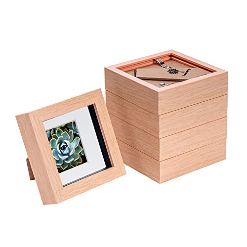 Nicola Spring 3D-Box Fotorahmen - 4 X 4 mit 2 X 2 Halterung - Helles Holz/Weiß - Pack Von 5 von Nicola Spring