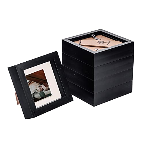Nicola Spring 3D-Box Fotorahmen - 4 X 4 mit 2 X 2 Halterung - Schwarz/Elfenbein - Pack Von 5 von Nicola Spring