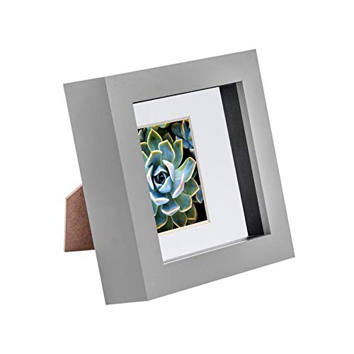 Nicola Spring 3D-Box Fotorahmen - 4 X 4 mit 2 X 2 Montierung - Grau/Weiß von Nicola Spring