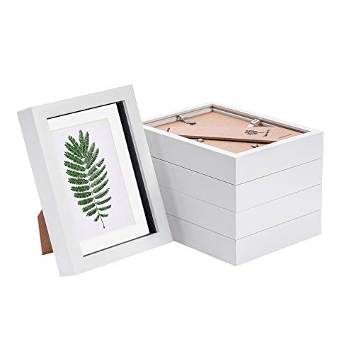 Nicola Spring 3D-Box Fotorahmen - 5 X 7 mit 4 X 6 Montierung - Weiß/Weiß - 5 Packung Von 5 von Nicola Spring