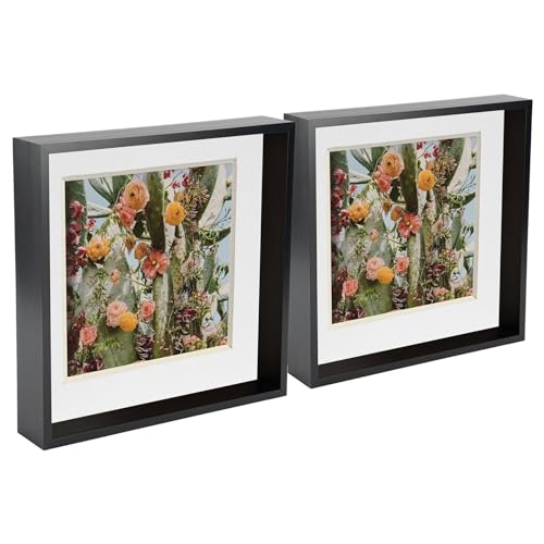 Nicola Spring 3D Deep Box Fotorahmens - 10 X 10 mit 8 X 8 Halterung - Schwarz/Weiß - Pack Von 5 von Nicola Spring