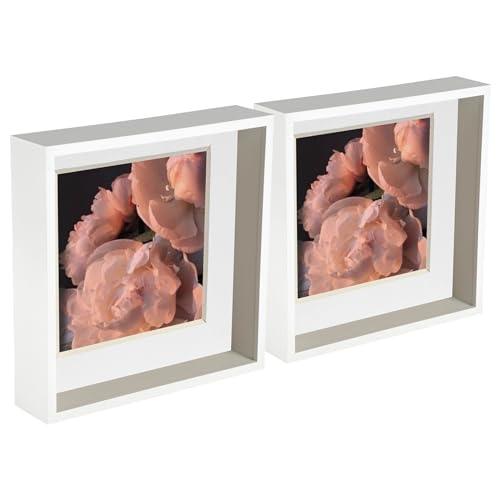 Nicola Spring 3D Deep Box Fotorahmens - 10 X 10 mit 8 X 8 Reittier - Weiß/Weiß - 5 Packung Von 5 von Nicola Spring