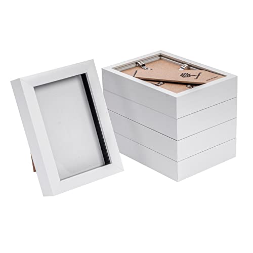 Nicola Spring 3D-Schattenbox-Fotorahmen - 4 x 6 Zoll (10 x 15 cm) - 5 Stück - weiße 3D-Fotorahmen-Bilderrahmenbox, kleine Porträt-Vitrine für Kunsthandwerk, Andenken von Nicola Spring