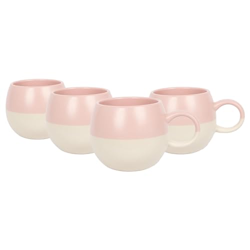 Nicola Spring 4X Dusty Pink 340 ml getauchtes Steinzeugkugel Tassen - farbige Glasur Keramik Keramik Küche Kaffeee Heiße Schokoladenbecher Set von Nicola Spring