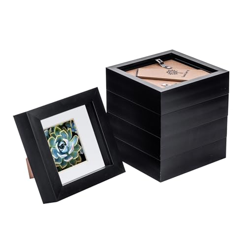Nicola Spring 3D-Box Fotorahmen - 4 X 4 mit 2 X 2 Halterung - Schwarz/Weiß - Pack Von 5 von Nicola Spring