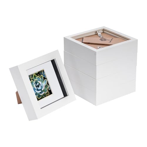 Nicola Spring 3D-Box Fotorahmen - 4 X 4 mit 2 X 2 Montierung - Weiß/Weiß - 5 Packung Von 5 von Nicola Spring