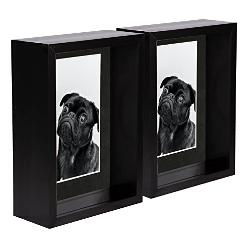 Nicola Spring 5" x 7" 3D Deep Box Fotorahmens - 4" x 6" Mount - Schwarz/Schwarz - Pack Von 5 von Nicola Spring