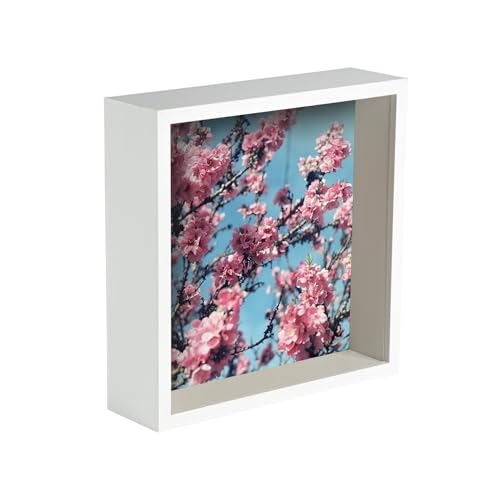 Nicola Spring 3D Deep Box Fotorahmen - 8 X 8 mit 4 X 4 Montierung - Weiß/Weiß von Nicola Spring