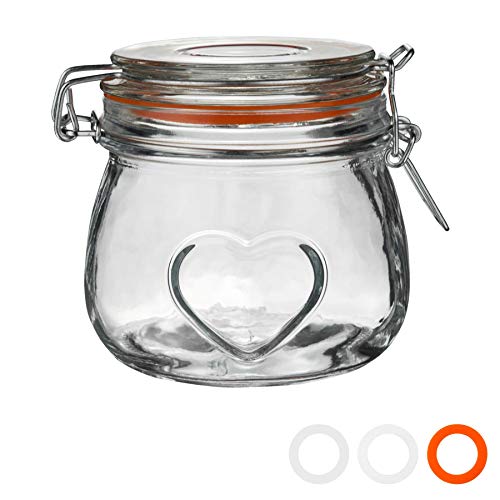 Nicola Spring HerzGlaspeichergläser - 500ml - Orangendichtung von Nicola Spring