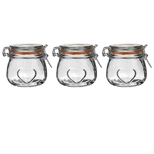 Nicola Spring HerzGlaspeichergläser - 500ml - Orangendichtung - 3 -Pack Von 3 von Nicola Spring