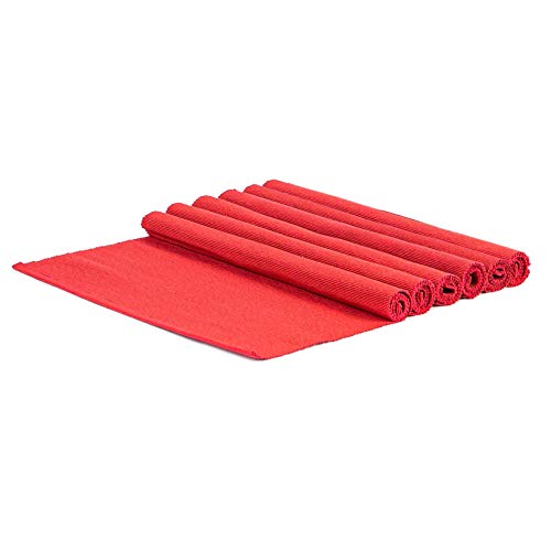 Nicola Spring Baumwollstoff -Tischematen - Rot - 6. Packung von Nicola Spring