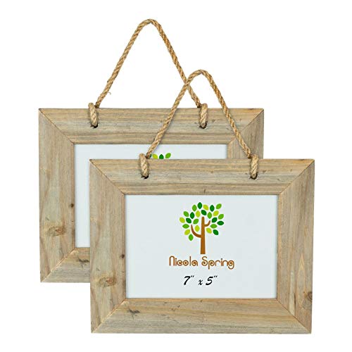 Nicola Spring Bilderrahmen zum Aufhängen - passend für Fotogröße 18 x 13 cm (7 x 5 Zoll) - 2 Stück - Bilderrahmen aus rustikalem Naturholz zur Wandmontage im Querformat von Nicola Spring