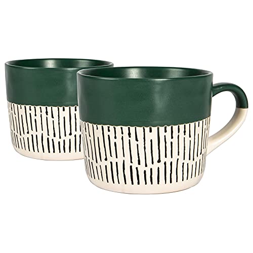 Nicola Spring Ceramic getauchte Dash Kaffeetassen - Two Tone Patterned Farbige Tea Cups - 475ml - Sage - 2er Pack von Nicola Spring