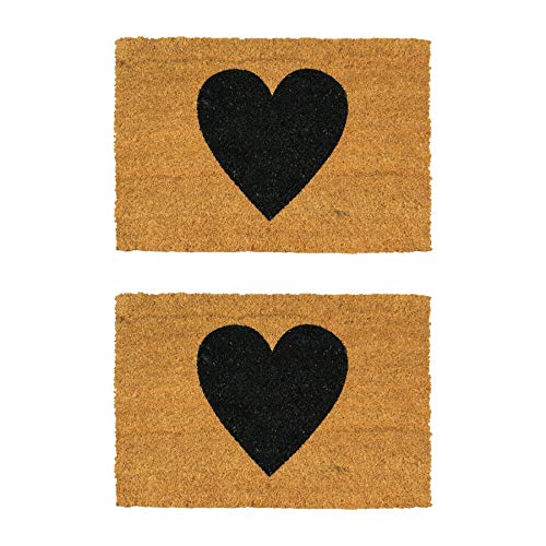 Nicola Spring Coir -Türmatten - 60 X 40cm - Schwarzes Herz - Pack Von 2 von Nicola Spring