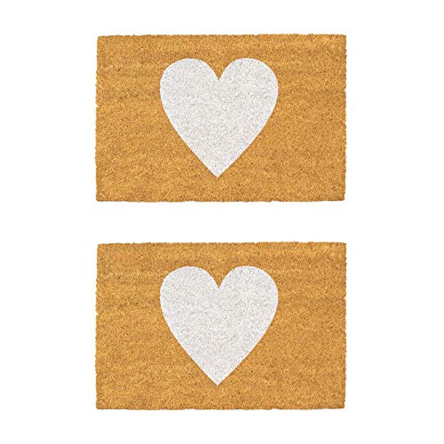 Nicola Spring Coir -Türmatten - 60 X 40cm - Weißes Herz - Pack Von 2 Nicola Spring Coir -Türmatten - 60 X 40cm - Weißes Herz - Pack Von 2 von Nicola Spring