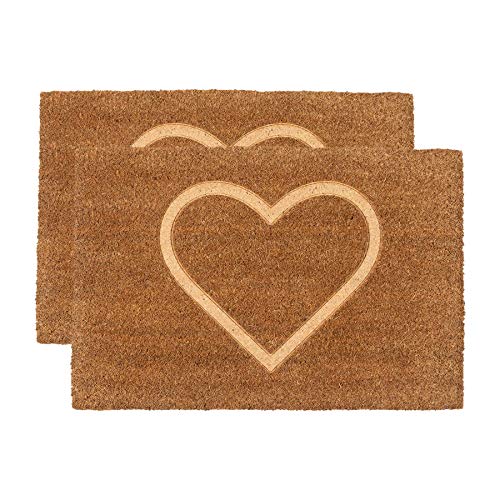 Nicola Spring Coir Türmatten - 60 x 40cm - Geprägte Heart - 2er Pack von Nicola Spring