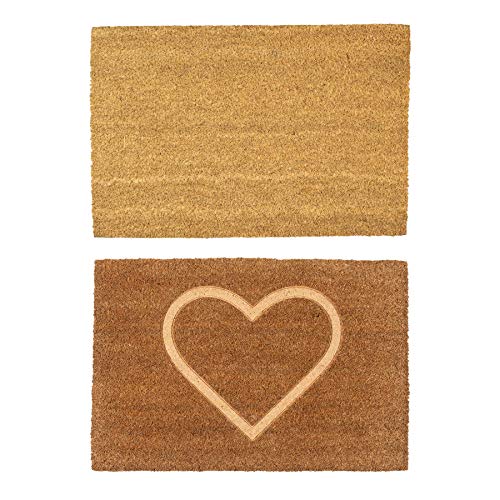 Nicola Spring Coir Türmatten - 60 x 40cm - Geprägte Heart - 2er Pack von Nicola Spring