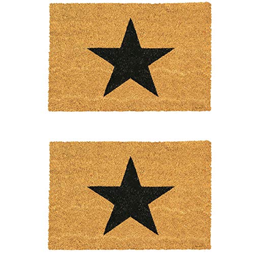 Nicola Spring Coir -Türmatten - 90 X 60cm - Schwarzer Stern - Pack Von 2 von Nicola Spring