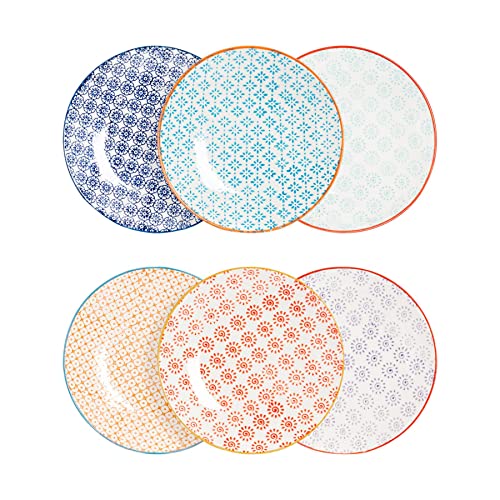 Nicola Spring Handgedruckte Seitenplatten - 18cm - 6 Farben - Pack Von 6 von Nicola Spring